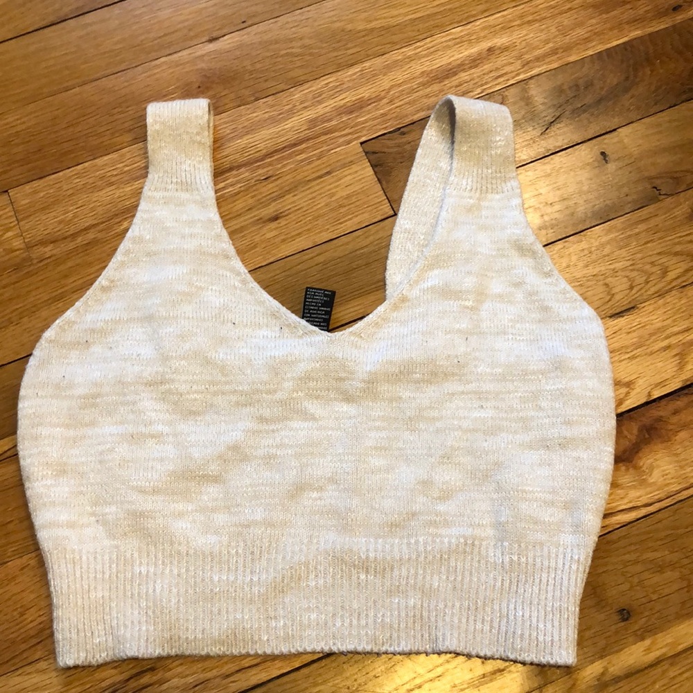 cream knit crop top